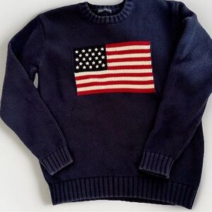 Brandy Melville Navy Flag Sweater boat 100% cotton USA OS